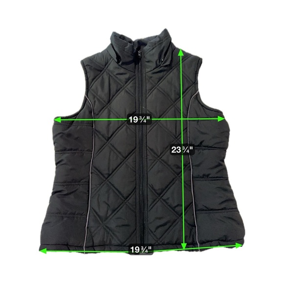 ZKC Collections Black Quilted Puffer Vest with Fleece Lining Women’s Size L - Picture 14 of 16
